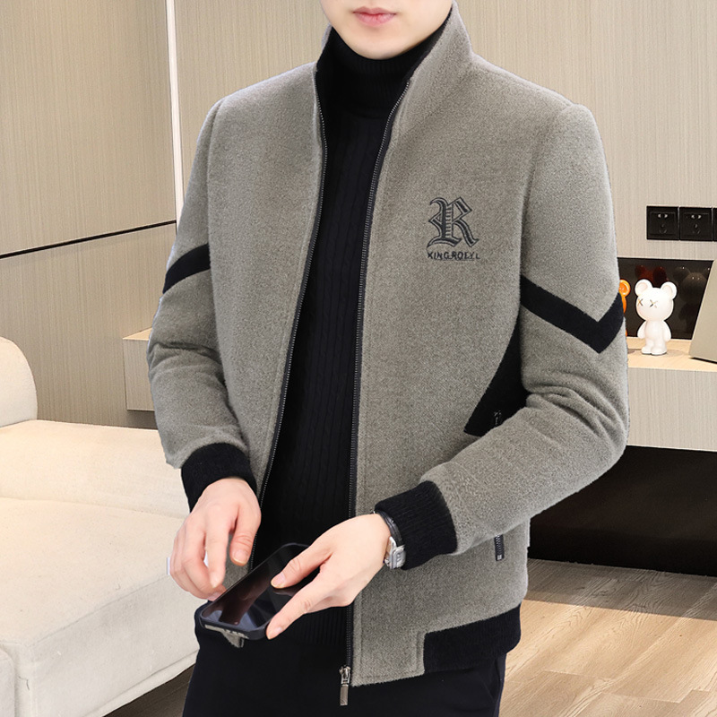 KUBAI 백화점 고급 남성 캐주얼 재킷 기모 두꺼운 따뜻한 패션 칼라 재킷 잘 생긴 스타일