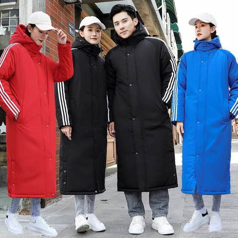 Sports Student Winter Training Coat Sports Institute Winter Training Coat Men's Three Bar Sports Cotton-padded Coat Women's Middle-length Children's Coat