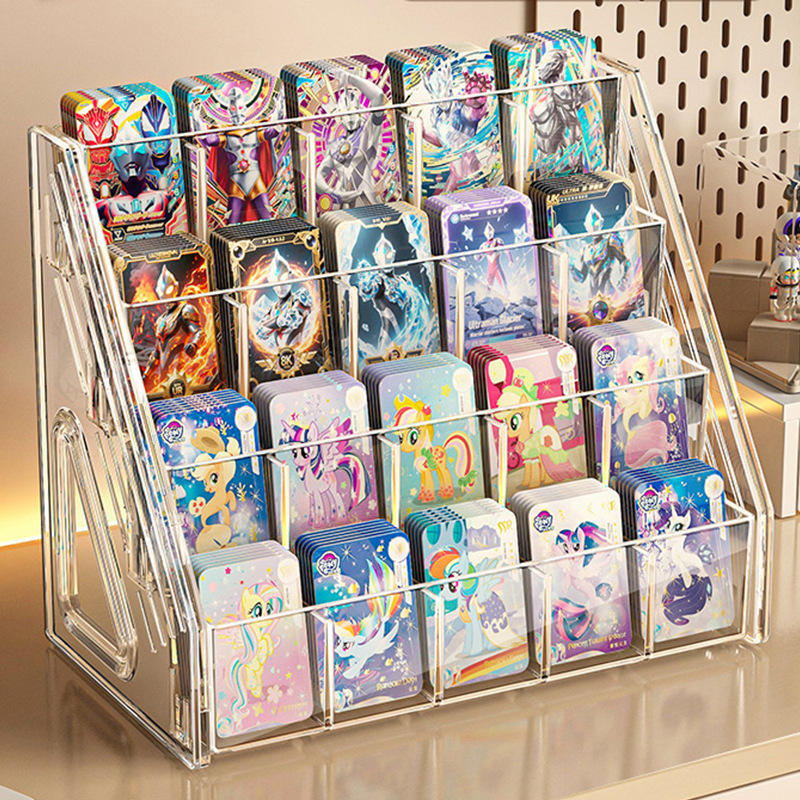 Card Display Stand Desktop Small Card Storage and Display Acrylic Ultraman Postcard Ladder Compartment Card Slot Box Card Display Stand Desktop Small Card Storage and Display Acrylic Ultraman Postcard Ladder Compartment Card Slot Box