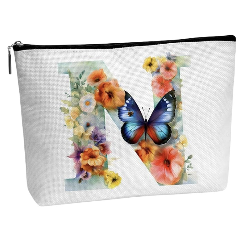 Amazon Cross-border explosiva bolsa de cosméticos para mujer bolsa de almacenamiento de viaje de flores bolsa de letras algodón y lino impresión de doble cara