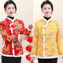 秋冬新款棉服上衣外套网红复古中国风蚕丝大码棉袄女装妈妈装包邮