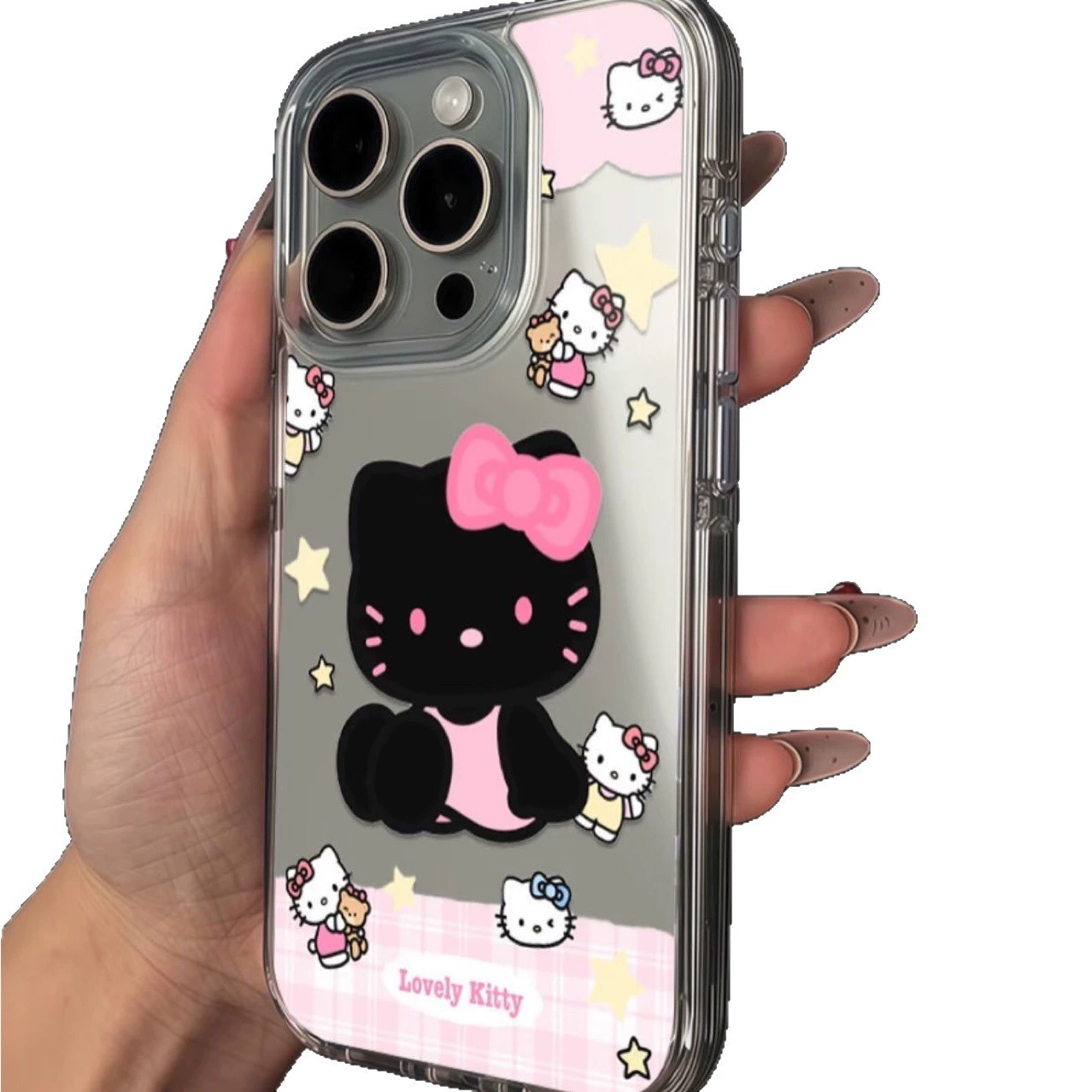 Чехол для телефона Apple iPhone 16 — прозрачный ТПУ с принтом Hello Kitty, лёгкий 21 г