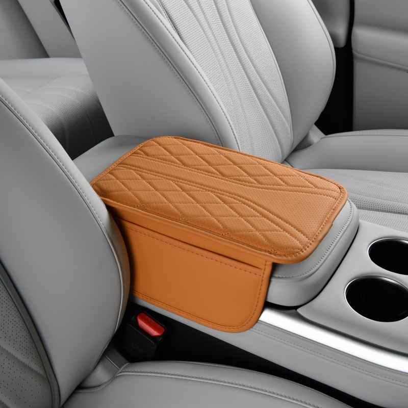 Car Central Armrest Protective – Universal Armrest box pad - yellow-and-black