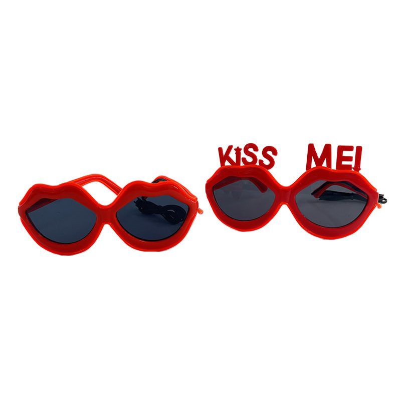 Nuevas gafas de sol labial luminoso LED rojo brillante Kiss Me gafas de fiesta pareja accesorios de fotos image 6