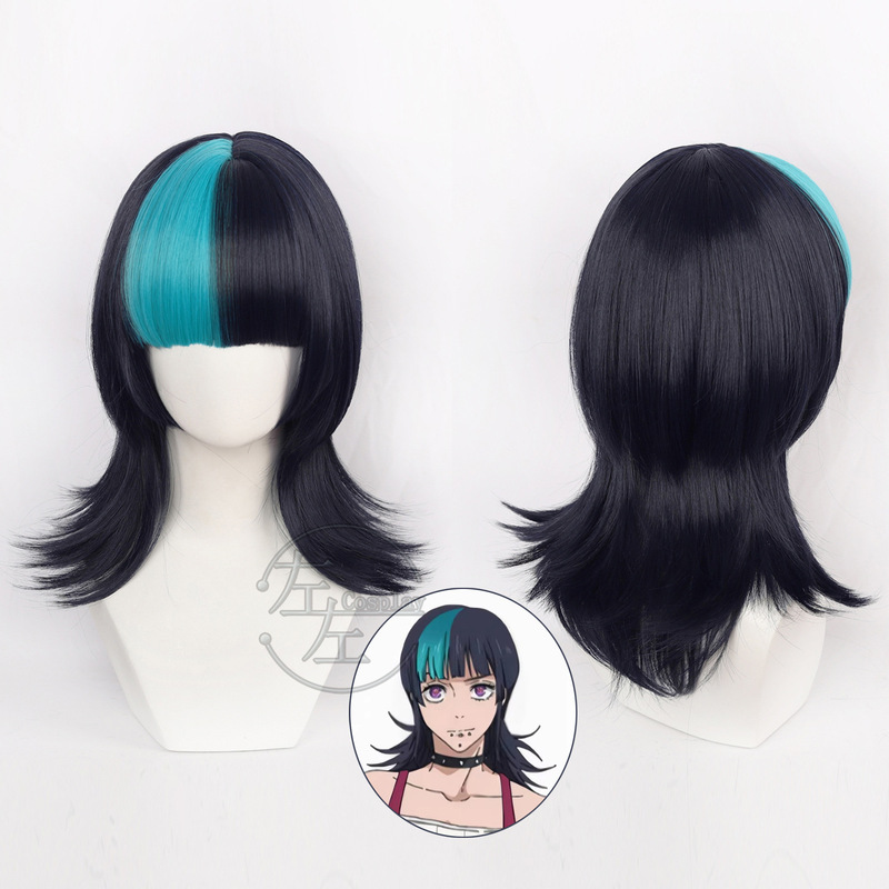 In Stock: Jujutsu Kaisen Toge Inumaki Cosplay Wig, Blue Highlights, Scalp Top In Stock: Jujutsu Kaisen Toge Inumaki Cosplay Wig, Blue Highlights, Scalp Top