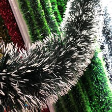 2米墨绿白边毛条 墨绿绿边新款圣诞节用品庆典节日装饰彩条雪花边