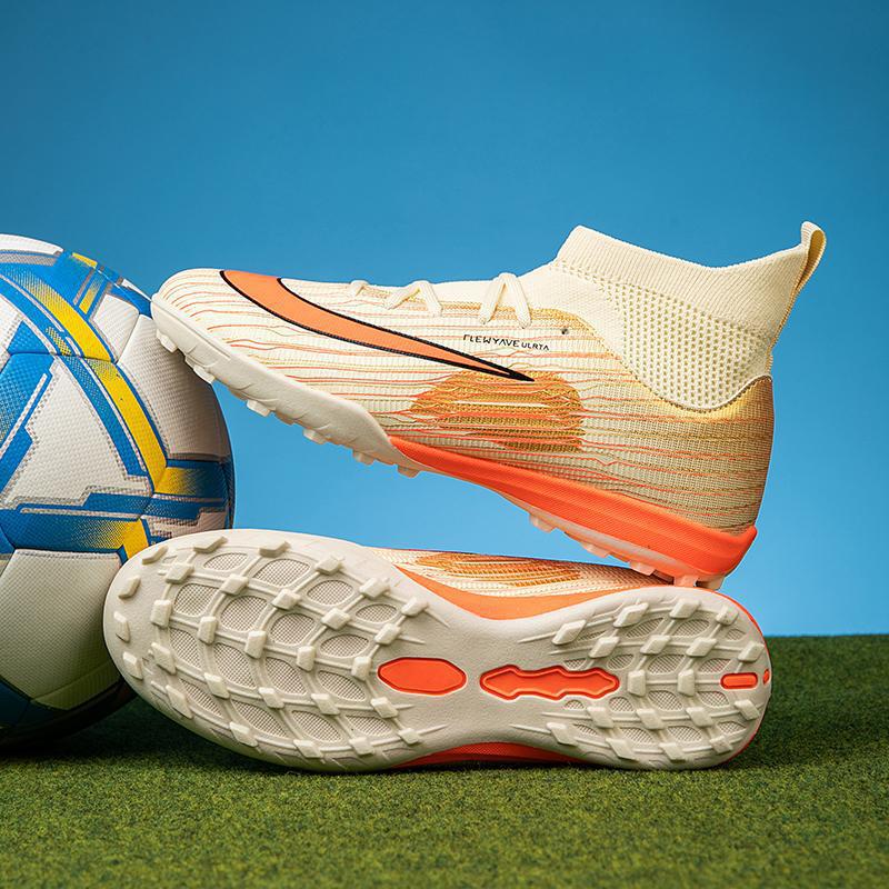 Zapatillas de Fútbol de Caña Alta para Niños de Cuero Artificial y TPR para Césped Artificial image 1