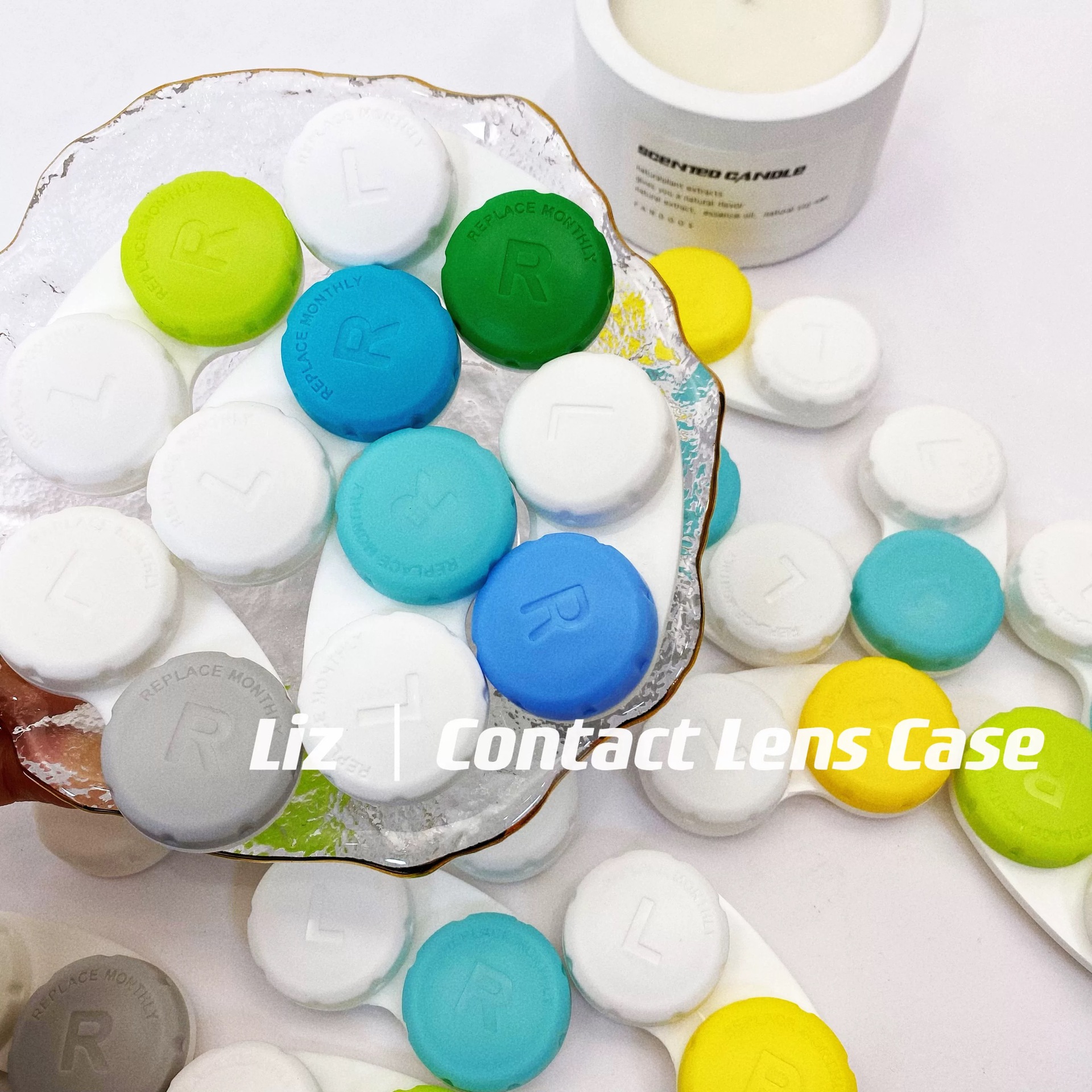 大号彩色傲滴同款美瞳收纳隐形眼镜双联伴侣盒子简约小巧便携散装