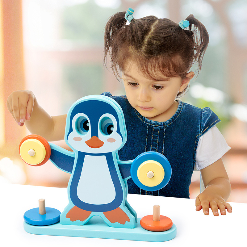 De madera de los niños diversión pingüino juego equilibrio bebé equilibrio percepción capacidad educación temprana iluminación juguetes creativos