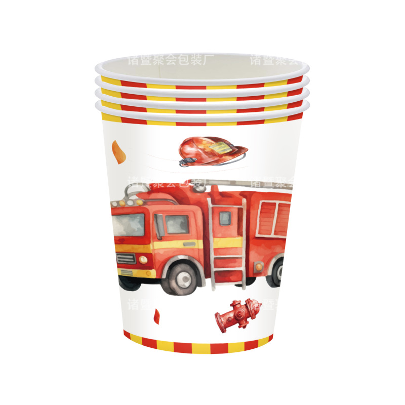 Amazon 新しい赤い消防車パーティー パーティー用品誕生日装飾テーブルクロス使い捨て食器セット|undefined