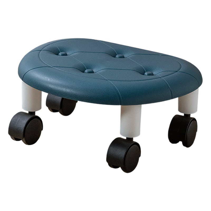 Imitation Leather Pulley Low Stool Modern Minimalist Bedroom Wheeled Plastic Bench Home Living Room Kidsren's Small Stool Universal Wheel