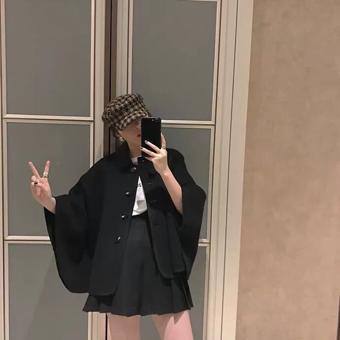 Свободное двустороннее шерстяное пальто-накидка в винтажном стиле в китайском стиле, однобортное пальто с лацканами для женщин