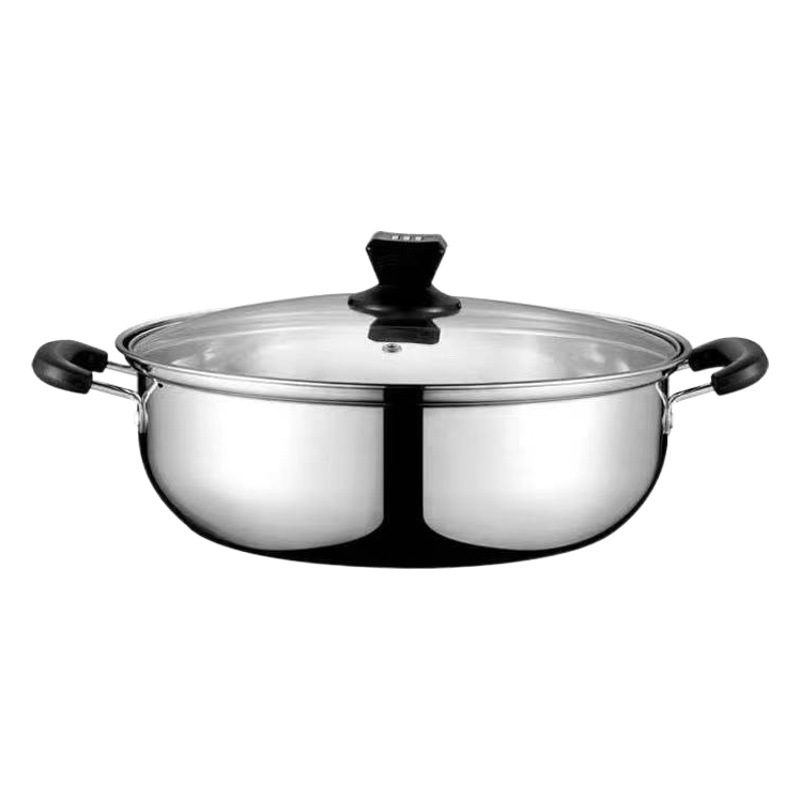 Stainless steel hot pot with lid thickened soup pot thickened Shabu Pot flat bottom soup pot commercial induction cooker hot pot soup pot