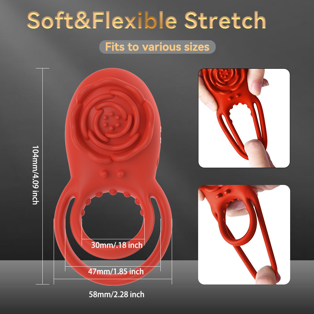 Rose Wireless Remote Vibrating Ring Prostate Massager, 8-Frequency Silicone Cock Ring — detail image 3