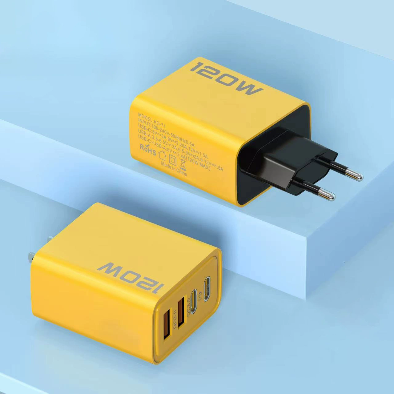 Мульти -рот США Исследование Двойной Typec Порт 120WPD быстрый зарядный блок подходит для трансграничного специализированного мобильного телефона USB зарядного блока
