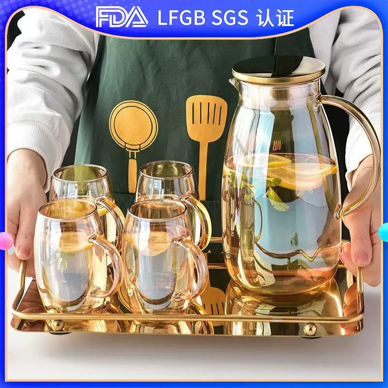 企鹅冷水壶玻璃水壶耐高温凉水壶家用大容量果汁冷泡壶夏日高硼硅