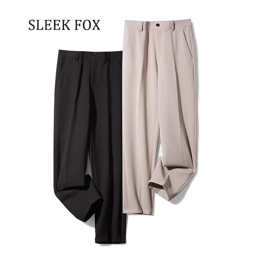 Summer Draped Thin Suit Men Loose Straight Ice Silk Trousers Plus Size Casual Light Luxury Dress Pants_mkmklike.com