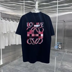 欧洲站夏季新款LOE罗家重叠字母logo印花休闲宽松百搭短袖T恤男女