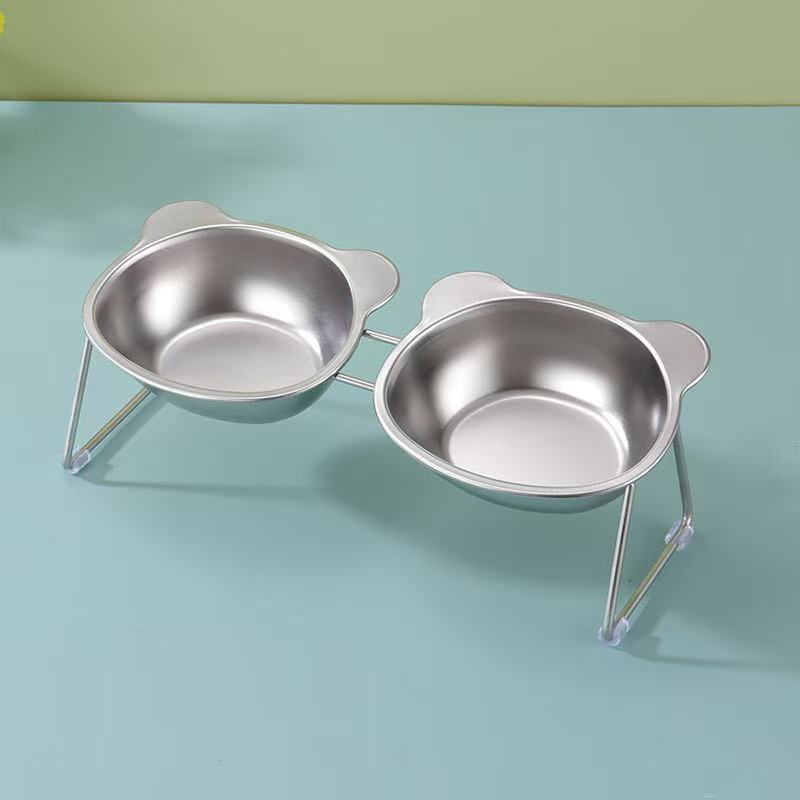 더블 슬롯 고양이 머리 그릇