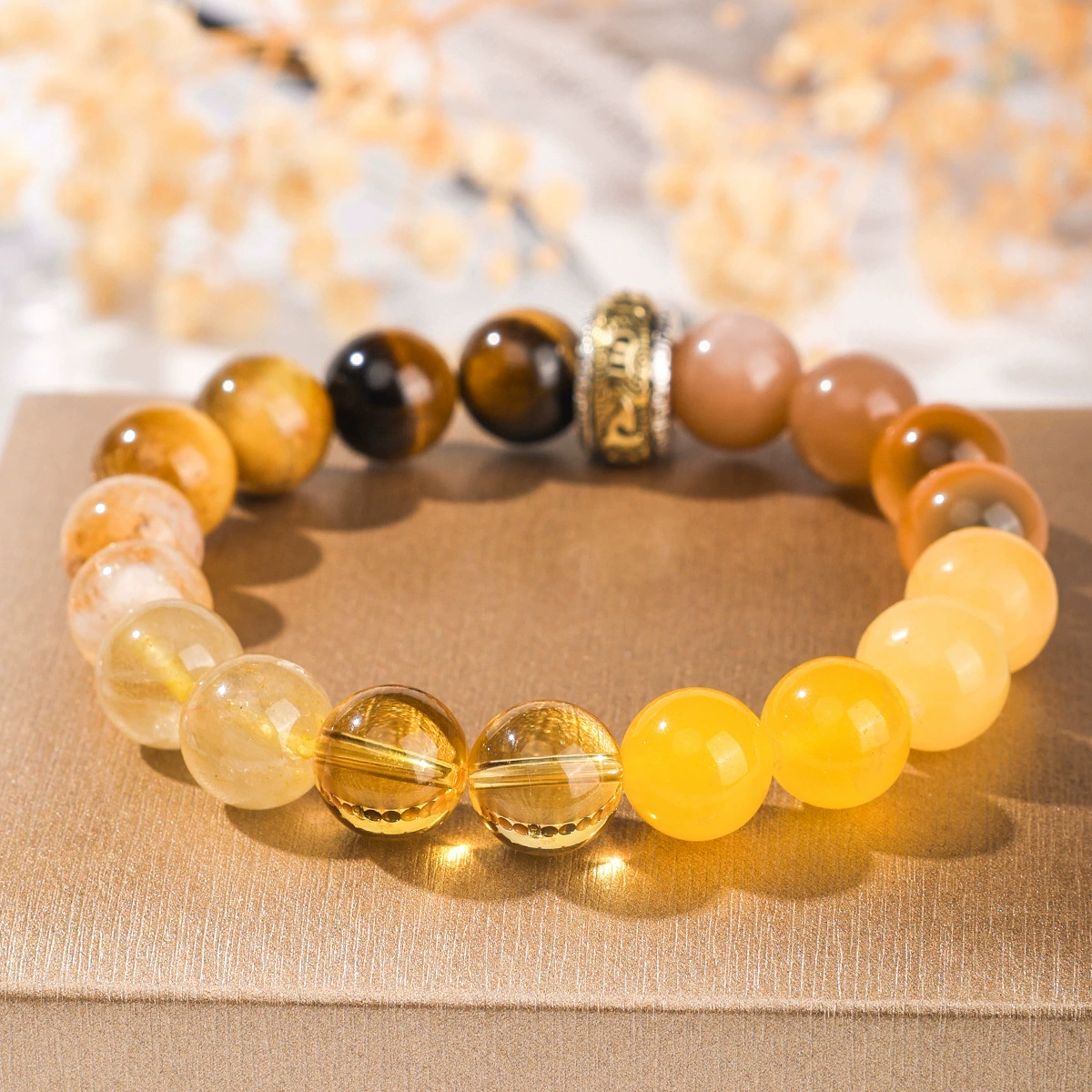 Complex organic crystal bracelet, one bead bracelet, for luck