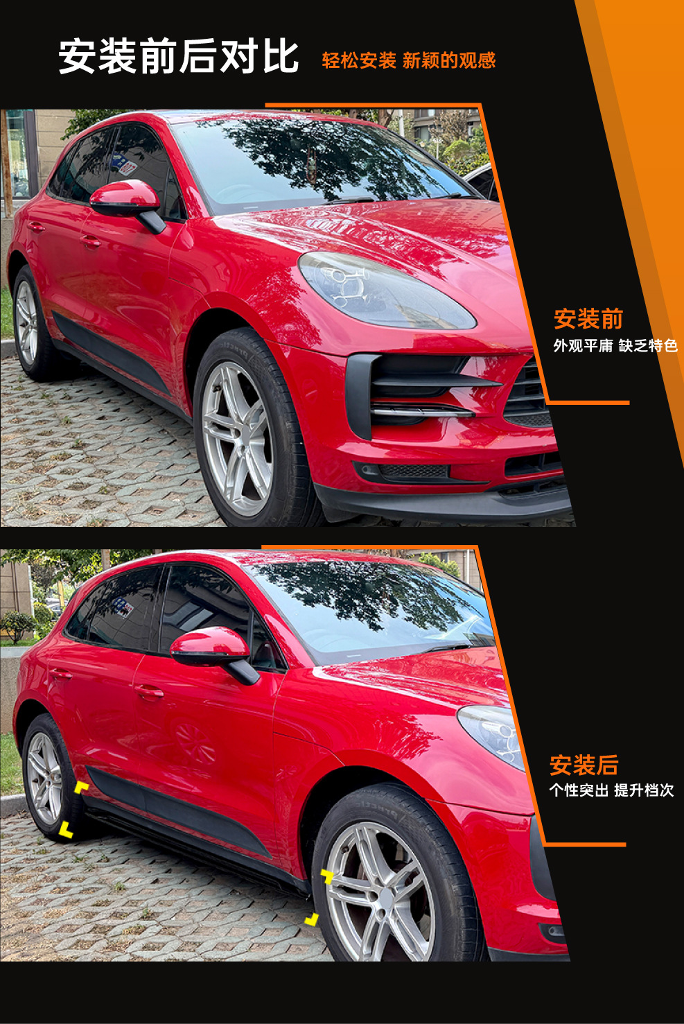 Suitable for Porsche Macan MK1 2015-2026 side skirt spoiler small exterior trim cross-border modification