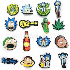 Rick洞靴花靴装飾ボタンアクセサリーPVCソフトゴムアクセサリー底ボタンアニメリックとモティ