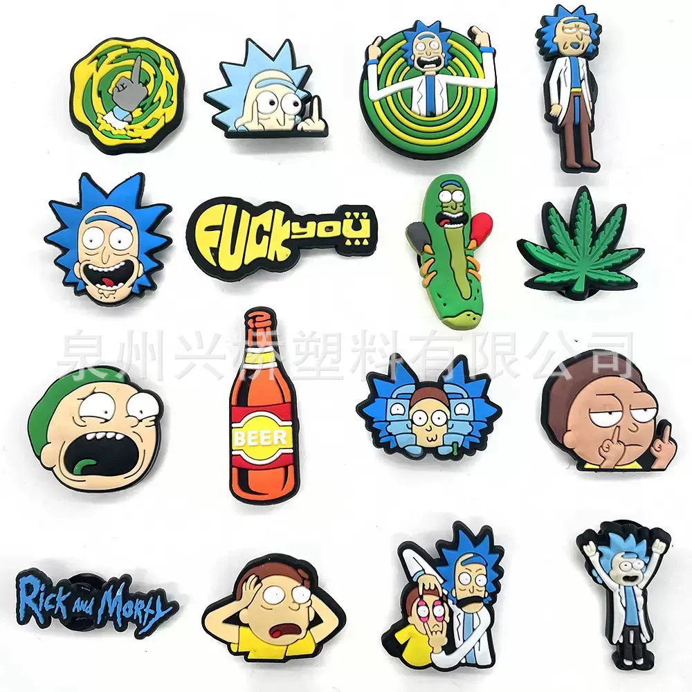 rick洞洞鞋鞋花鞋装饰扣配件PVC软胶配饰底扣动漫瑞克与莫蒂