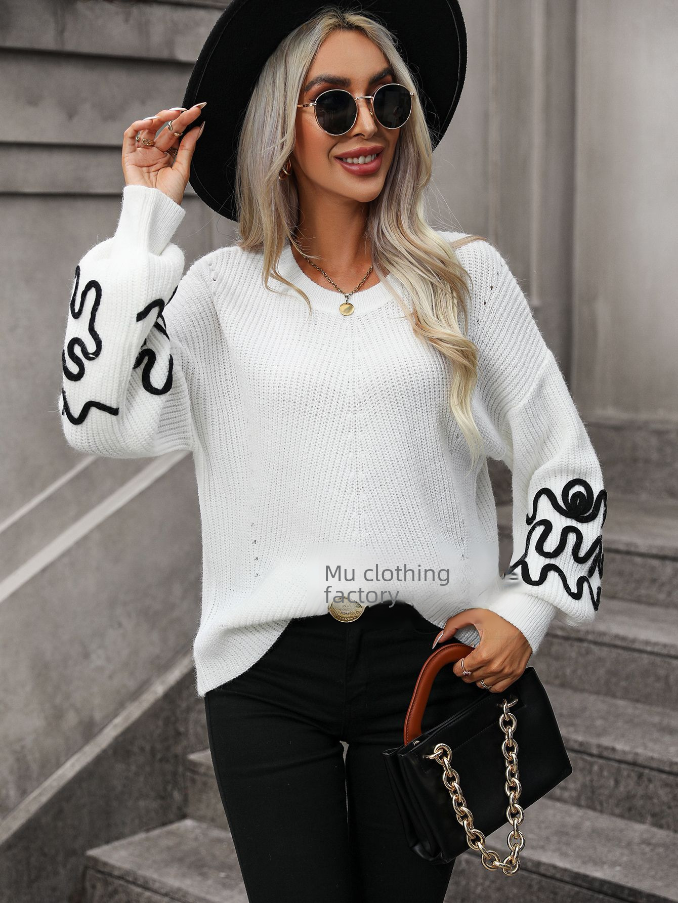 Women's Sweater Solid Colour Pullover Casual Knitted Jumper_voghion.com