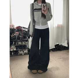 韩系灰色半高领拉链卫衣外套女秋季宽松小个子短款慵懒开衫上衣潮