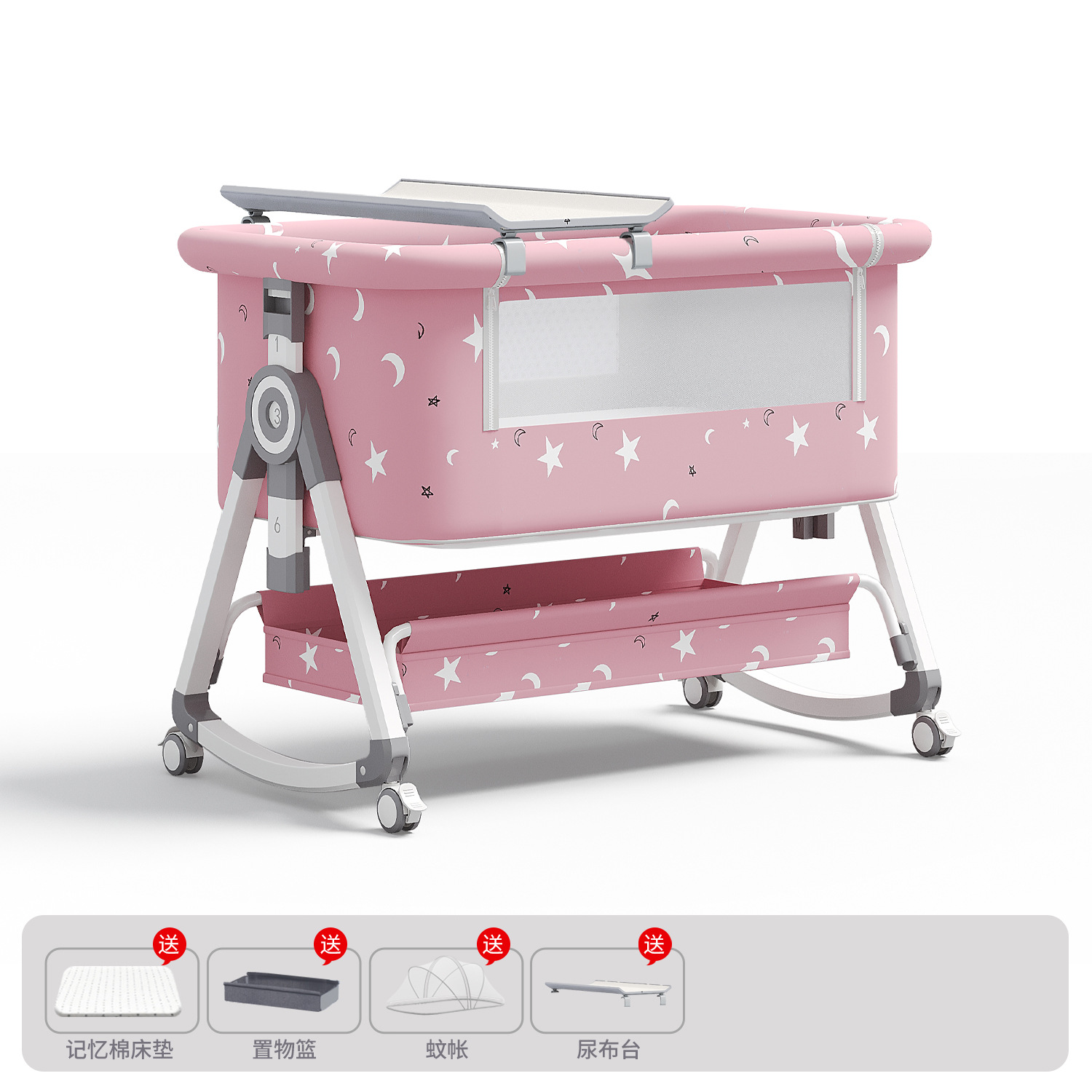 Cama de recién nacidos empalmados, cama de bebé, cama de cuna móvil, cama plegable multifuncional portátil 2 - en - 1