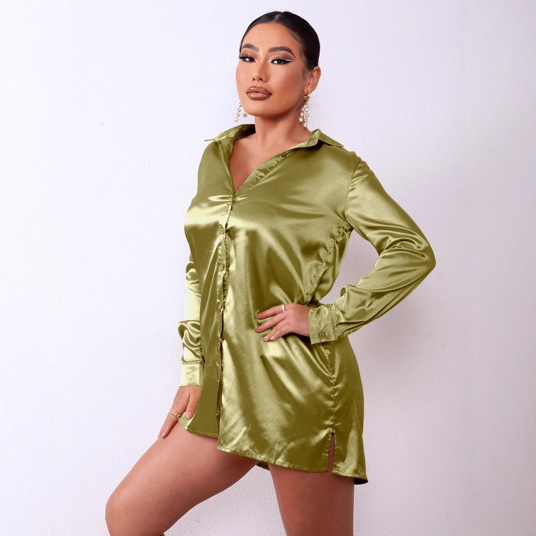 2025 primavera y verano Europa y América Estación independiente de Amazon ins Sexy Slim One-Hombro Camisa larga de mujer de estilo europeo y americano