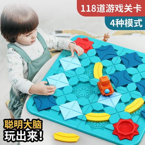 Cross-border desktop game road construction maze thinking logic reasoning create road back-throwing vehicle children's toy wholesale