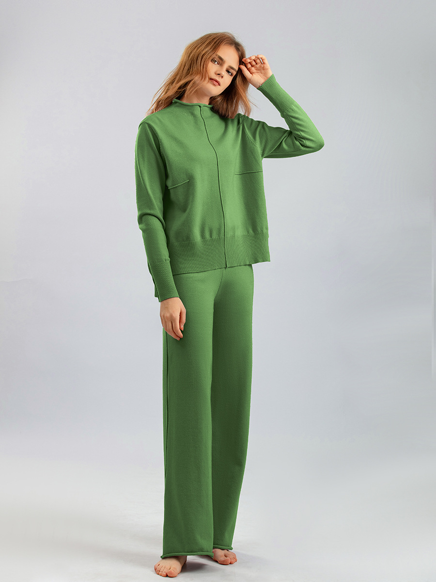 924g Weight Long Sleeve Sleeve Length Viscose Fabric Type Pant Co-ord Set Sets Type 2 Pieces Set Quantity Daily Occasion Round Neck Neckline Comfort Function Regular Fit Fit Type Solid Color Pattern Autumn Season Women's Gender Vacation Style Daily Women's Vacation Solid Color Viscose Pant Co-ord Set Pants Sets 3