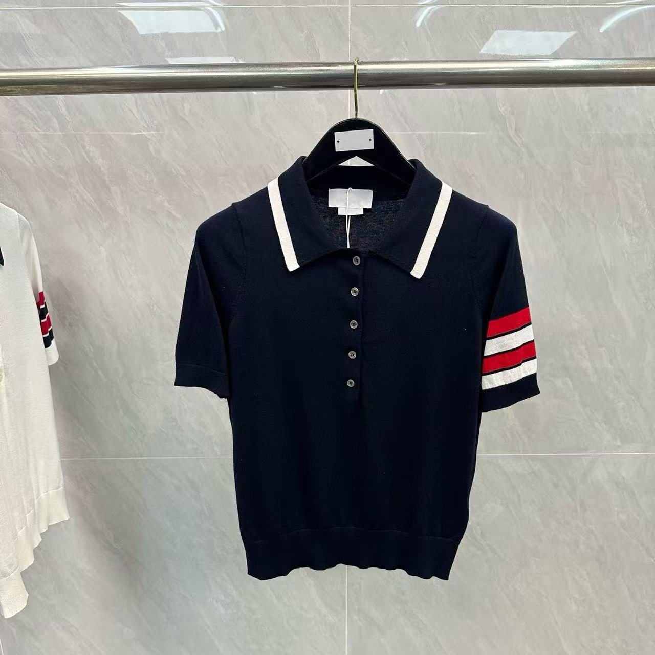 TB工厂直营夏季新款女士背后小狗针织polo衫简约日常百搭上衣