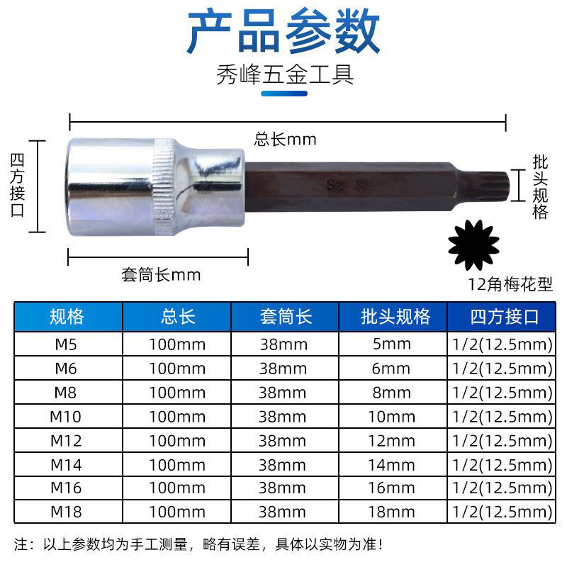 12角梅花ソケット、延長ドライバーソケット、六角ソケット、大型飛行空気圧風力砲レンチ、花型工具|undefined