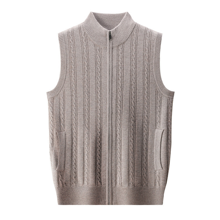 Chaleco de lana nuevo punto retro torcido sin mangas chaleco de cuello de color sólido nuevo suéter de comercio exterior masculino