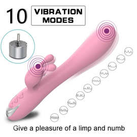 跨境热销兔子加温震动棒 双头AV震动女用自慰棒自慰器振动棒情趣