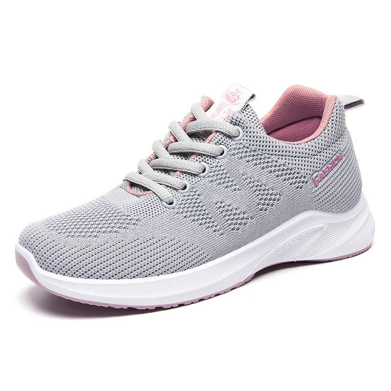 Zapatos para mujer 2025 verano nuevo estilo transpirable tejido de malla zapatos para correr para mujer zapatos deportivos planos ligeros de suela suave para mujer