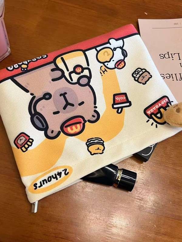 キャンバスバッグ ハンドバッグ カピバラ ジッパー付き 可愛い 日常使い マクドナルド カピバラ ハンドバッグ|undefined