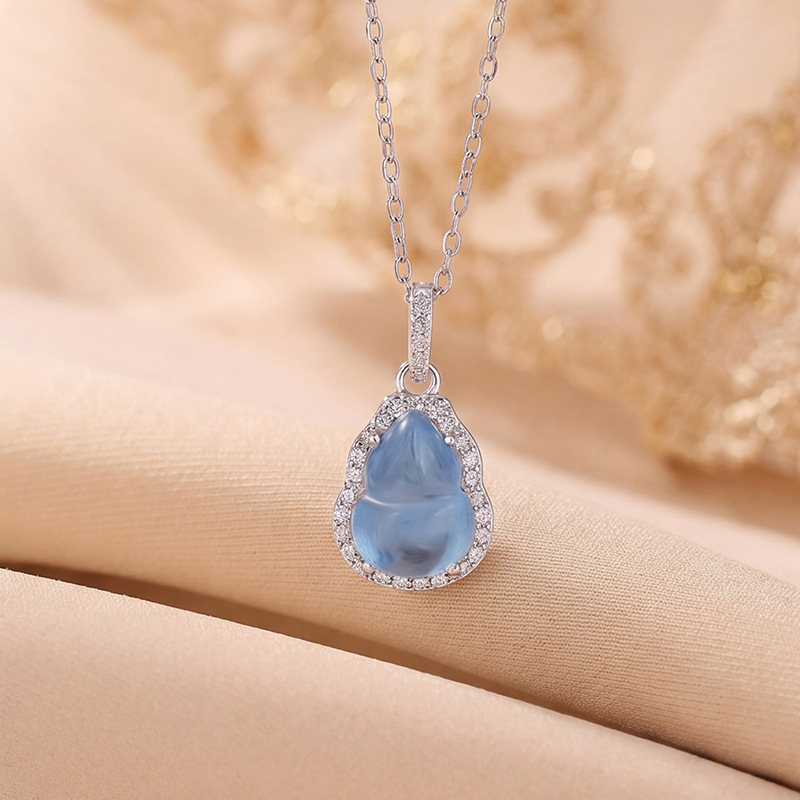 Mặt dây chuyền bạc S925 hình hồ lô xanh biển phong cách Trung Hoa — Mặt dây chuyền đơn - không có chuỗi