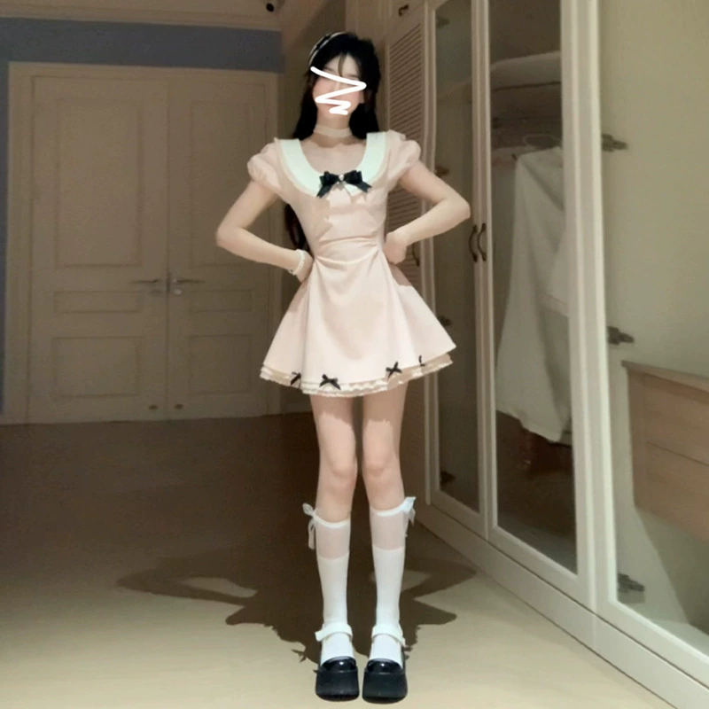 Пышная юбка в студенческом стиле, новая весенняя талия, розовое платье во французском стиле, летнее миниатюрное женское платье