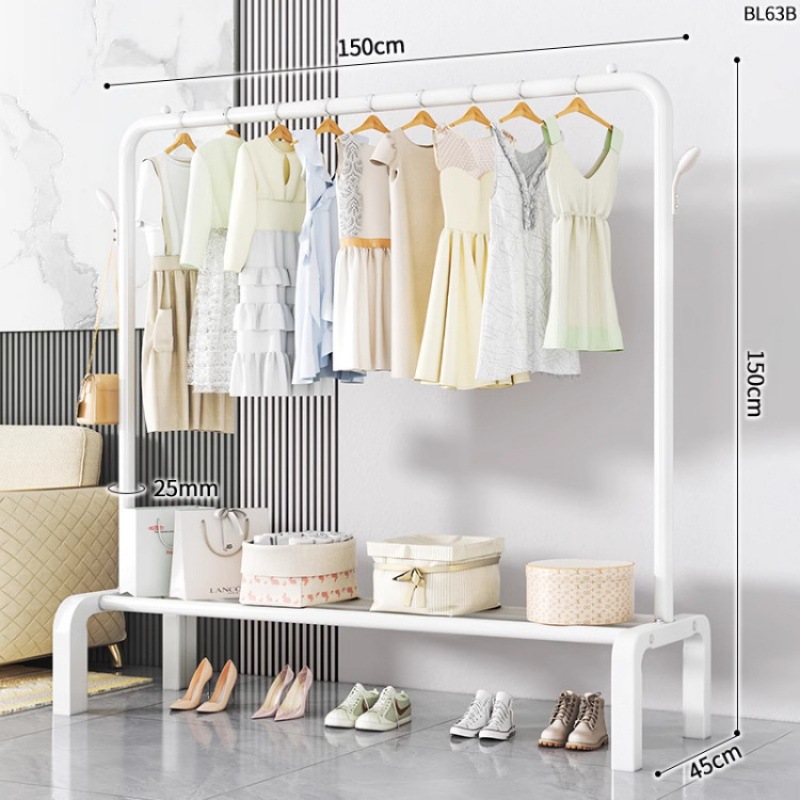 Dormitorio doméstico simple percha de ropa balcón percha de ropa varilla de secado de hierro forjado percha de secado de doble varilla piso vertical