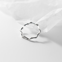 爱洛奇  S925银竹节光珠线条环绕戒指韩版个性气质女手饰品R00287