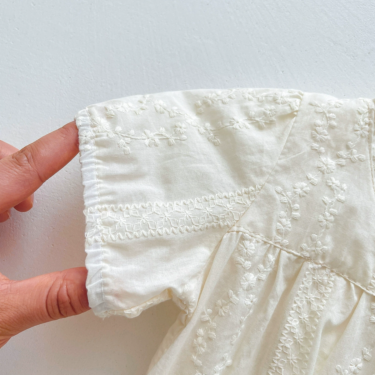 Детский летний маленький принцессы костюм для девочки, кружевной боди, корейский стиль, V-образный вырез, с коротким рукавом