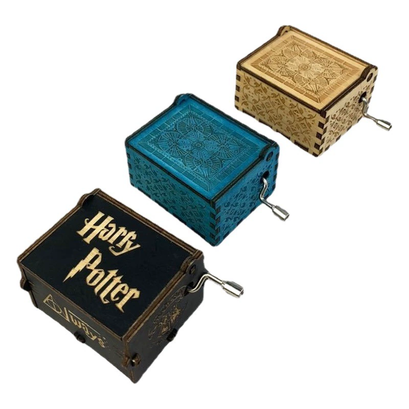 Деревянная звуковая шкатулка Резьба с ручным приводом Гарри Поттер Музыка С Днем Рождения Музыкальная шкатулка Merry Christmas Музыкальная шкатулка