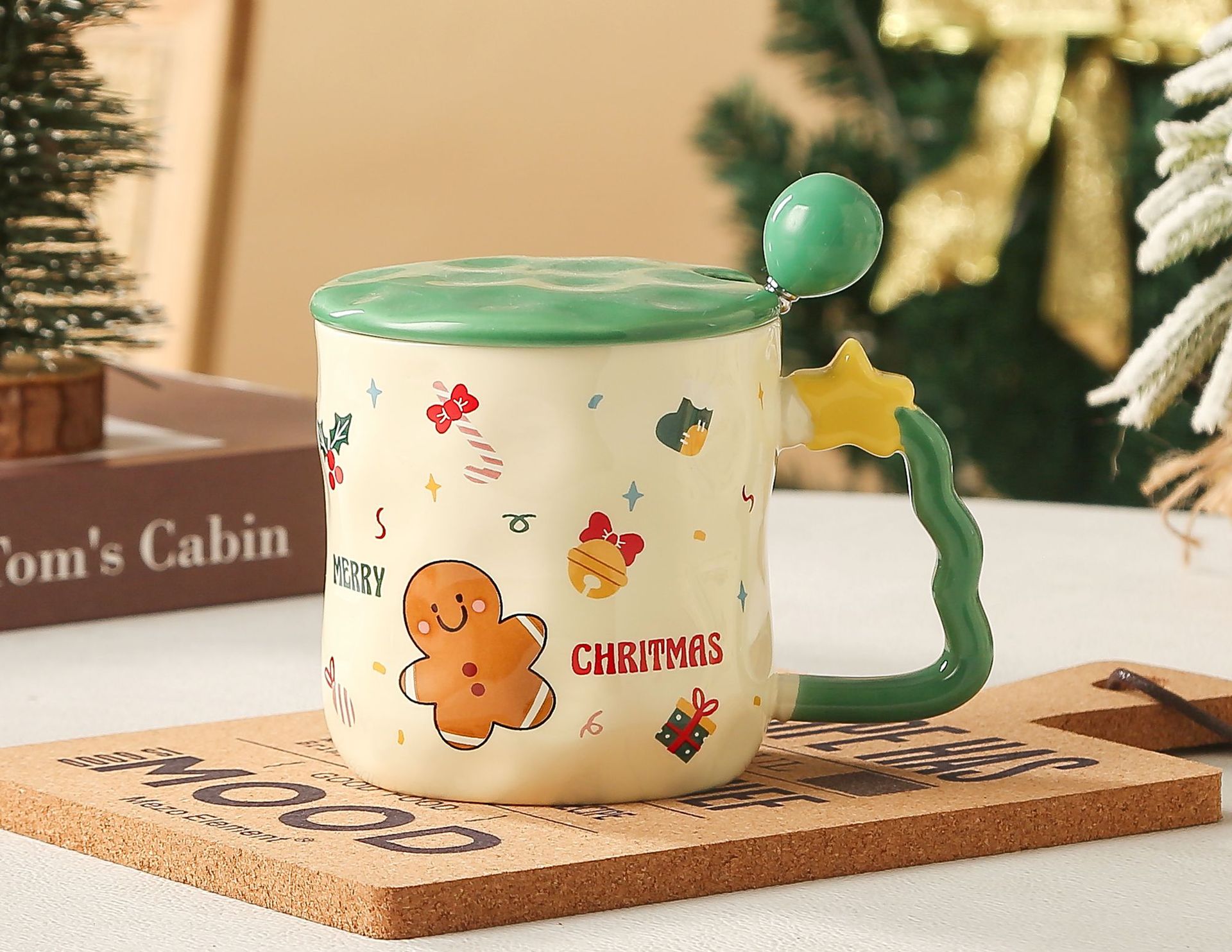 Christmas Occasion Christmas Casual Vacation Cartoon White Porcelain Water Bottles 1 Piece