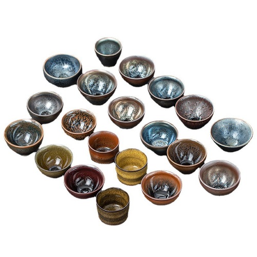 Jianyang Jianzhan ceramic kiln change oil drop original ore iron cup owner cup Gongfu tea cup tasting cup tea set tea bowl 