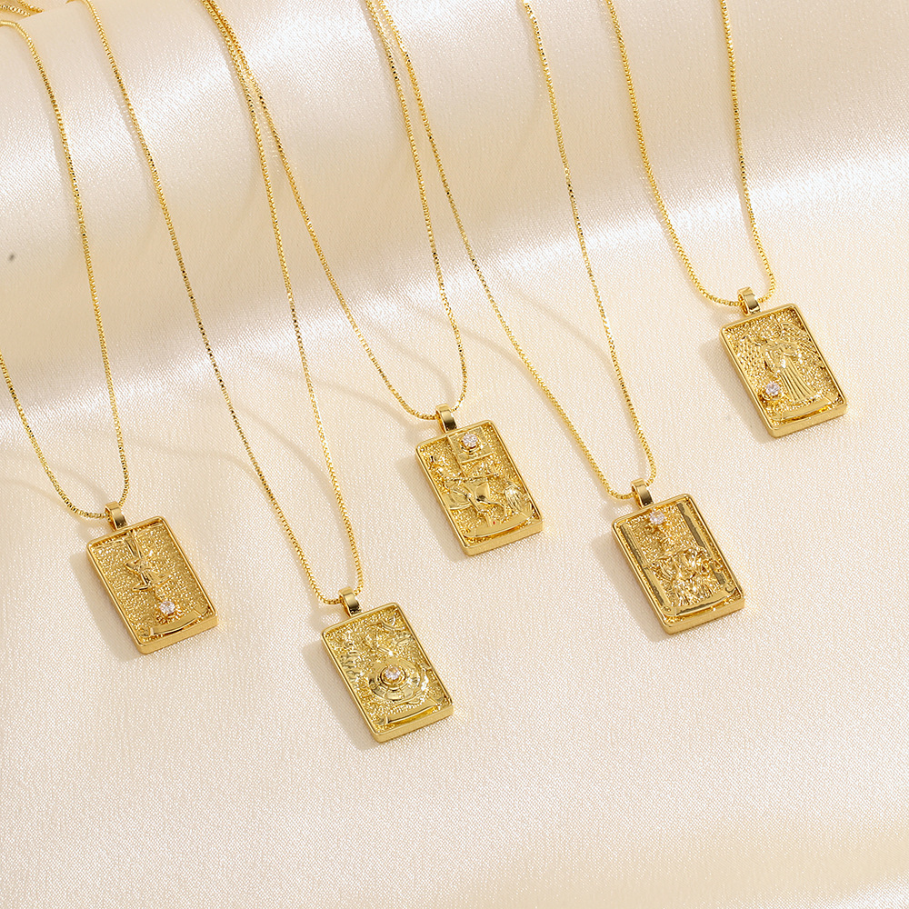 Nuevo nórdico Salomón tarot collar ins moda punk estilo hip hop hombres y mujeres collar con diamante cuadrado collar