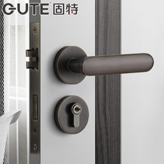 Guteman Lock, brass indoor bedroom door silent split lock, modern minimalist home brass wood door hardware