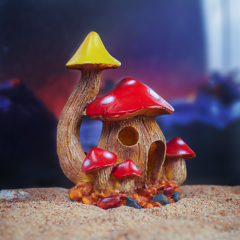 Venta caliente pecera acuario decoración de resina residencia escondida cangrejo hongo concha sala de jardinería caja de cría cangrejo